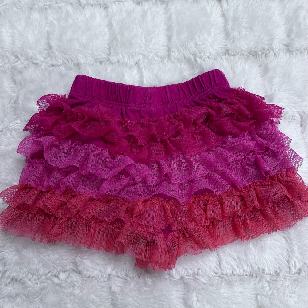 The Place Baby Girl Pink Red Tiered Tulle Tutu Shorts Size 3-6 M - Picture 3 of 5